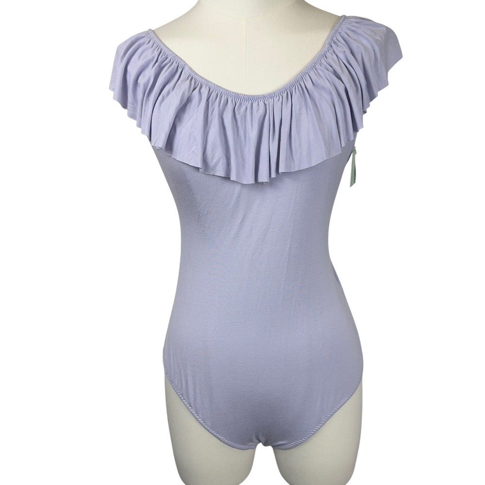 HoneyDew Bodysuit Ruth Jersey Ruffles Low Tide/Lilac Large‎ Y2K Feminine Cottage